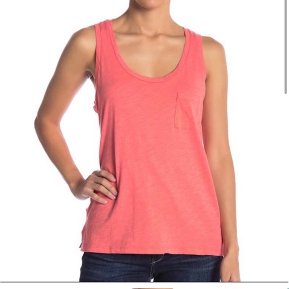 EUC Madewell Slub Knit Scoopneck Maroon pocket Tank Size M - Picture 2 of 8